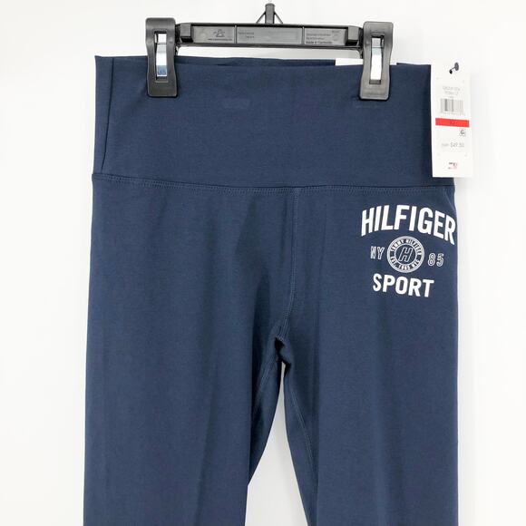 TOMMY HILFIGER SPORT Full Length Athletic Leggings XS Navy Blue High Rise NWT - Picture 4 of 9